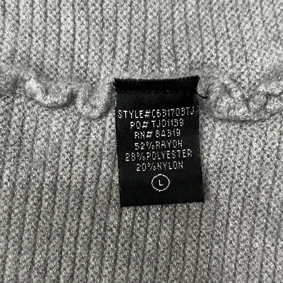 Cyrus Women's Size Large Gray Ribbed Knit Cardigan Soft Neutral Minimalist Style - Picture 10 of 11